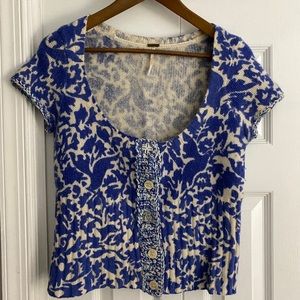 Free People Wool Short Sleeve Sweater